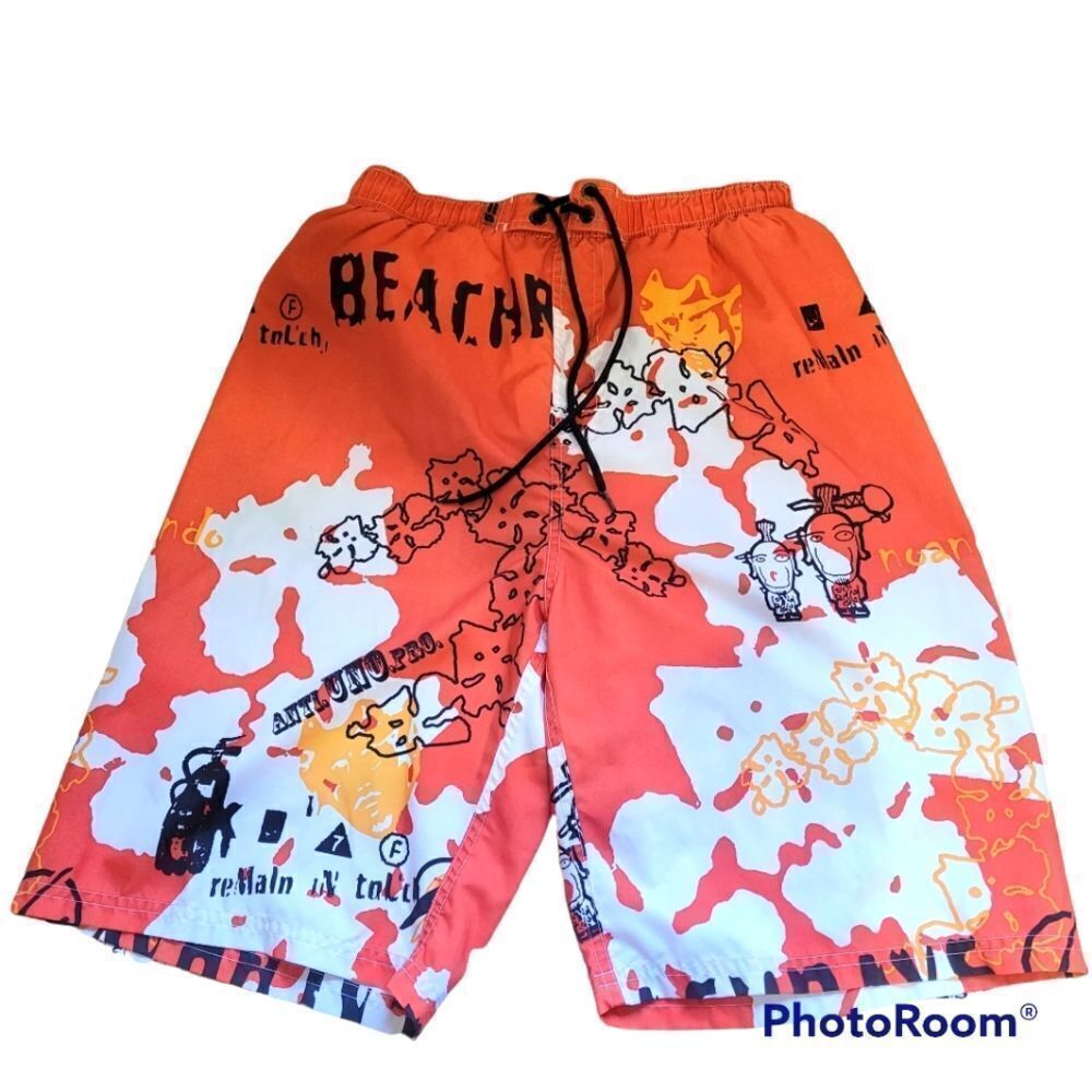 Beach Ray's  orange swim trunks